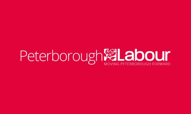 Red logo saying Peterborough Labour